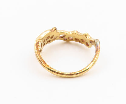 925 Sterling Silver Vintage Ring Gold Plated Openwork Multi Band Sz 9.5 RG36228