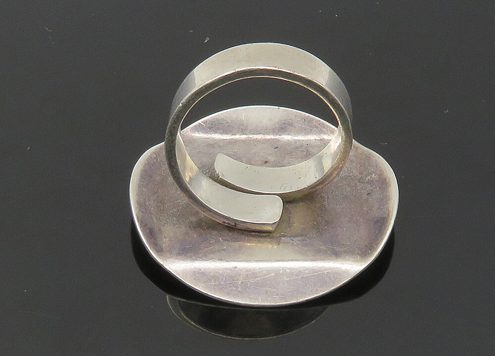 925 Sterling Silver  Vintage Shiny Round Square Statement Ring Sz 8.5  RG22101