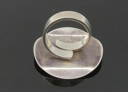 925 Sterling Silver  Vintage Shiny Round Square Statement Ring Sz 8.5  RG22101