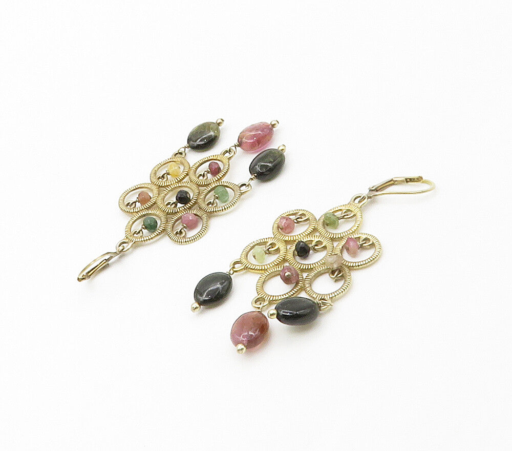 925 Sterling Silver  Quartz & Jasper Gold Plated Shiny Dangle Earrings  EG8572