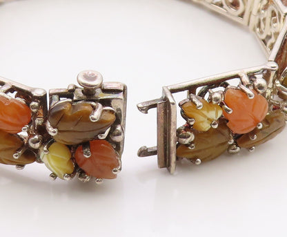 925 Sterling Silver Vintage Bracelet WHITNEY KELLY Gemstone Fall Leaves  BT12116