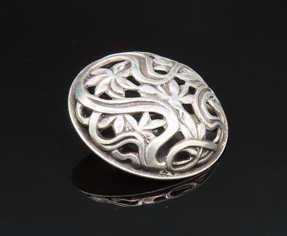 925 Silver  Vintage Floral Vine Cutout Round Non Pierced Earrings  EG11771