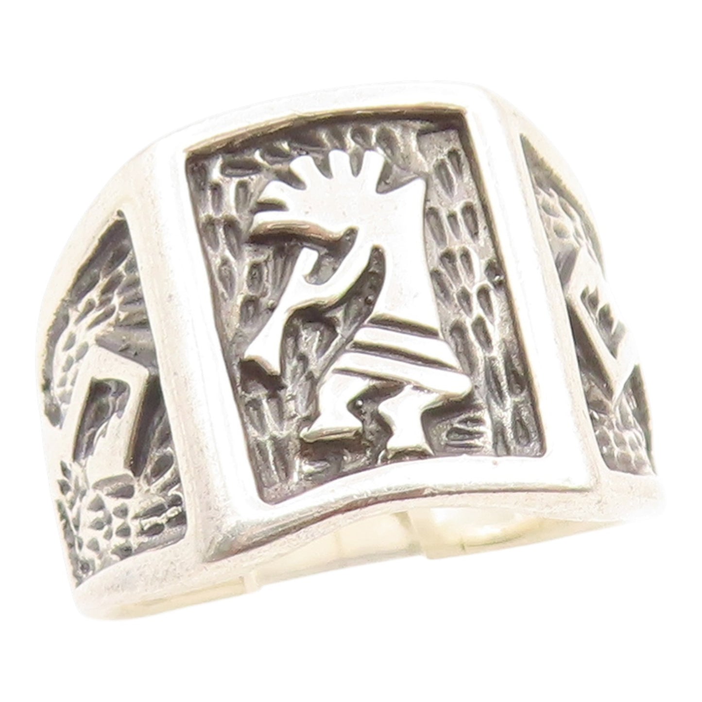 925 Sterling Silver Vintage Ring SOUTHWESTERN Kokopelli Signet  Sz 6  RG35996