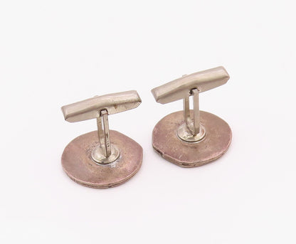 925 Sterling Silver  Vintage Rustic Flying Horse Round Cufflinks  TR2764