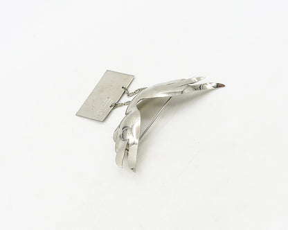 925 Sterling Silver  Vintage Shiny Flying Dove With Letter Brooch Pin  BP7166