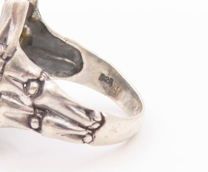 925 Sterling Silver Vintage Ring Modernist Lizard Bamboo Cutout  SZ 6.5  RG32296