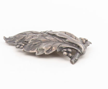 925 Sterling Silver Vintage Brooch DANECRAFT Etched Grape Leaves Pin  BP12126