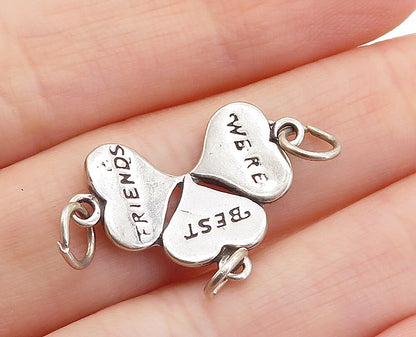 SHUBE 925 Sterling Silver  Vintage We're Best Friends Hearts Pendant  PT5385