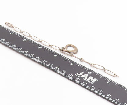 TIFFANY 925 Silver  Vintage Smooth Open Love Heart Chain Bracelet  BT7215