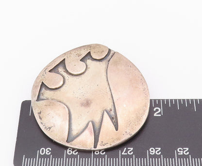 925 Sterling Silver Vintage Pendant Designer Solid Round Etched Pattern  PT22815