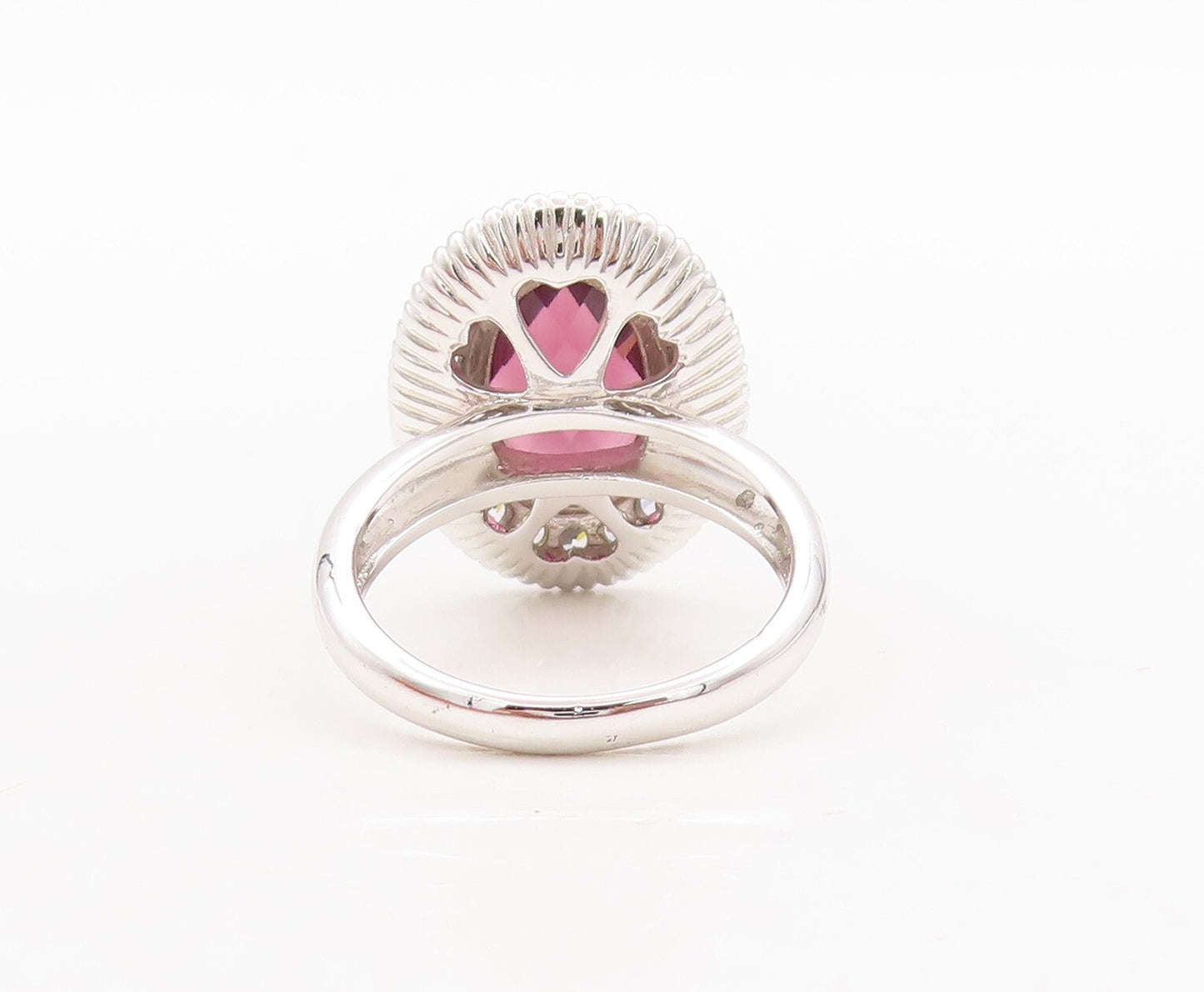 925 Sterling Silver Vintage Ring Oval Cut Amethyst Halo Topaz  Sz 7.5  RG29480