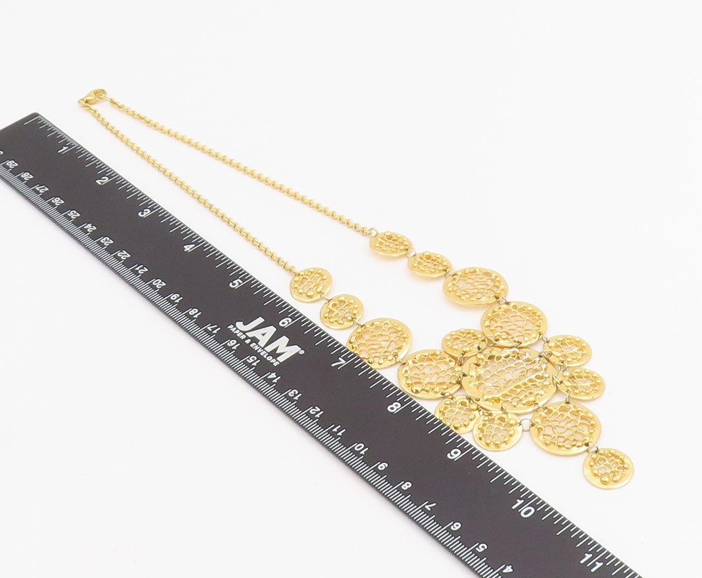 925 Sterling Silver Vintage Necklace Gold Plated Intricate Weave Circles  NE4691