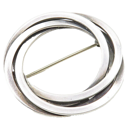 MAX STANDOAGER DENMARK 925 Silver  Vintage Open Circles Brooch Pin  BP7195