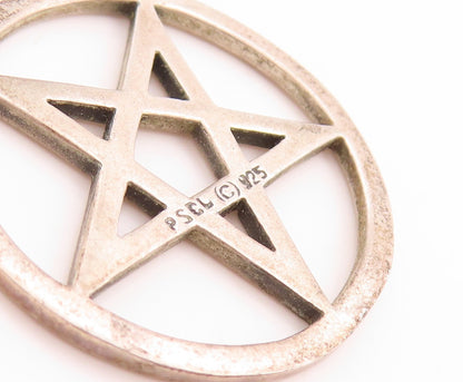 925 Sterling Silver Vintage Pendant PETER STONE Cutout Star Inside Ring  PT23786
