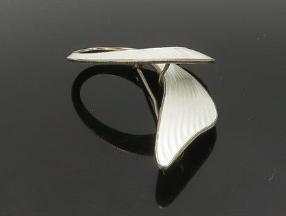 NORWAY 925 Sterling Silver  Vintage Enamel Ribbon Modernist Brooch Pin  BP9322