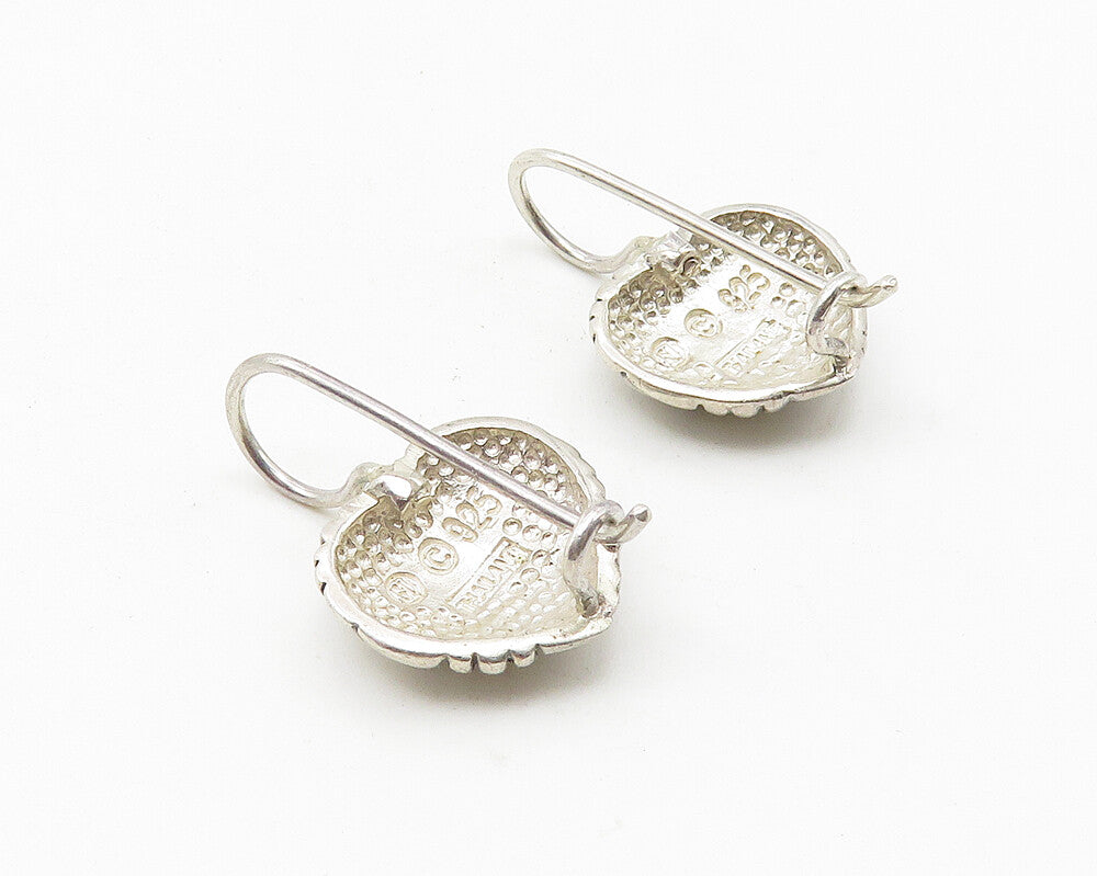 925 Sterling Silver  Vintage Basket Weave Pattern Round Drop Earrings  EG5582