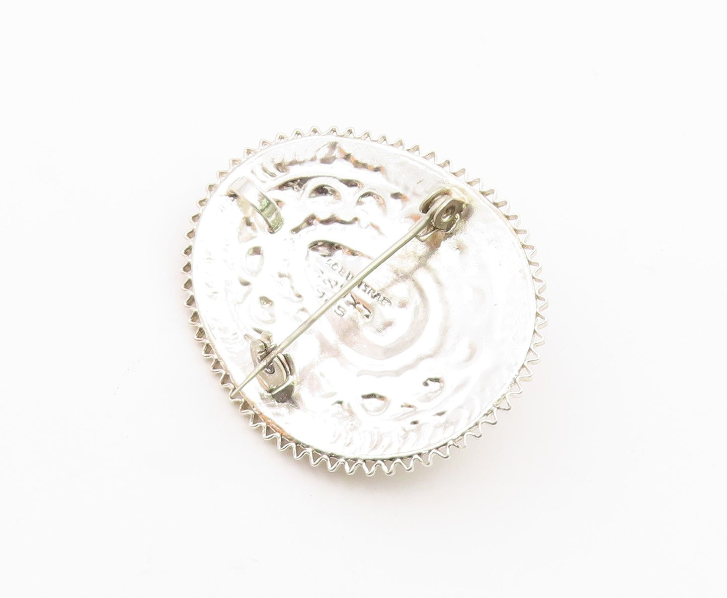 ISRAEL 925 Silver  Vintage Eilat Stone Pretzel Swirl Twist Brooch Pin  BP6914