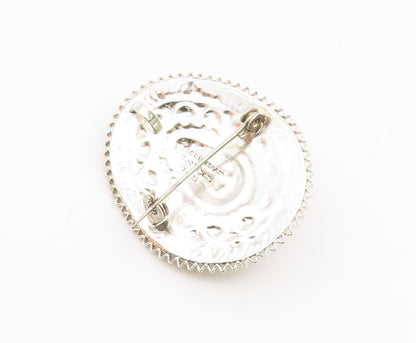 ISRAEL 925 Silver  Vintage Eilat Stone Pretzel Swirl Twist Brooch Pin  BP6914