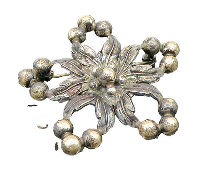 NE FROM DENMARK 925 Silver  Vintage Open Floral Leaves Bead Brooch Pin  BP9444