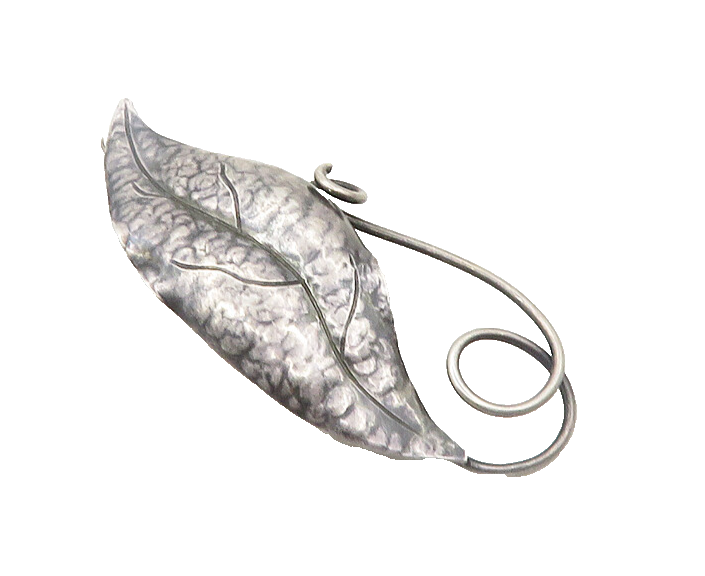 DESIGNER 925 Sterling Silver  Vintage Dark Tone Floral Leaf Brooch Pin  BP7518