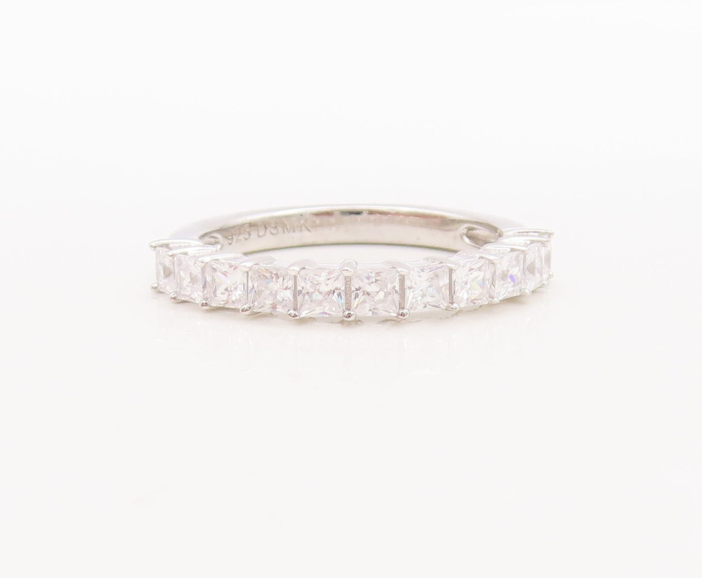 925 Sterling Silver Vintage Ring Minimalist Two Tone CZ Stackable  Sz 7  RG29470