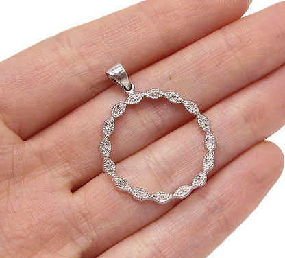 925 Sterling Silver  .15ctw Genuine Diamonds Wreath Drop Pendant  PT2296