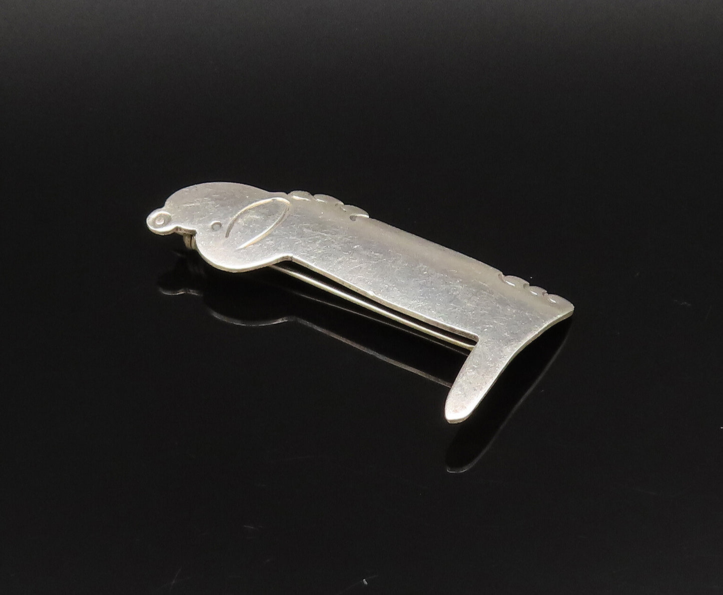 MEXICO 925 Silver  Vintage Minimalist Etched Puppy Dog Brooch Pin  BP9988