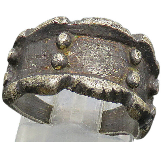925 Silver  Vintage Antique Oxidized Etched Detail Band Ring Sz 6.5  RG20985