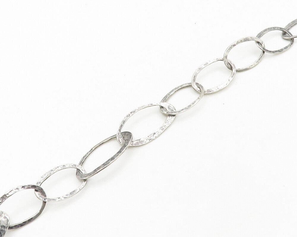 SILPADA 925 Silver  Vintage Dark Tone Hammered Oval Chain Necklace  NE2842