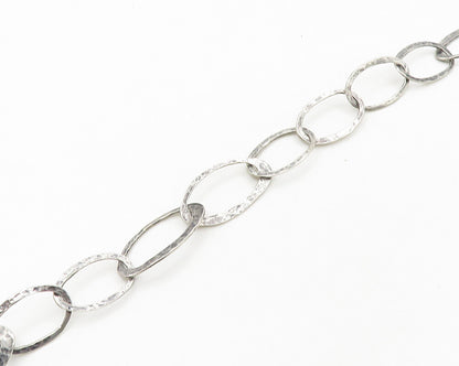SILPADA 925 Silver  Vintage Dark Tone Hammered Oval Chain Necklace  NE2842
