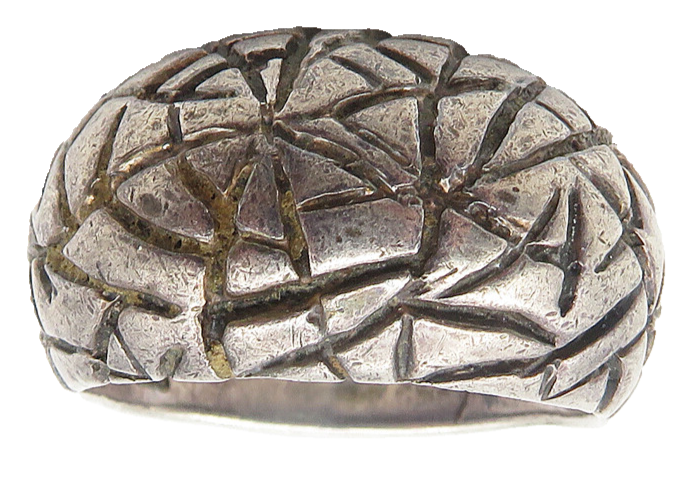 925 Sterling Silver  Vintage Oxidized Etched Design Band Ring Sz 7  RG10915