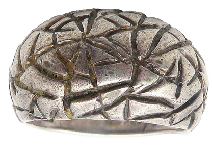 925 Sterling Silver  Vintage Oxidized Etched Design Band Ring Sz 7  RG10915