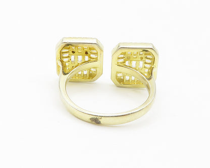925 Sterling Silver  Cubic Zirconia Gold Plated Shiny Band Ring Sz 7  RG14955