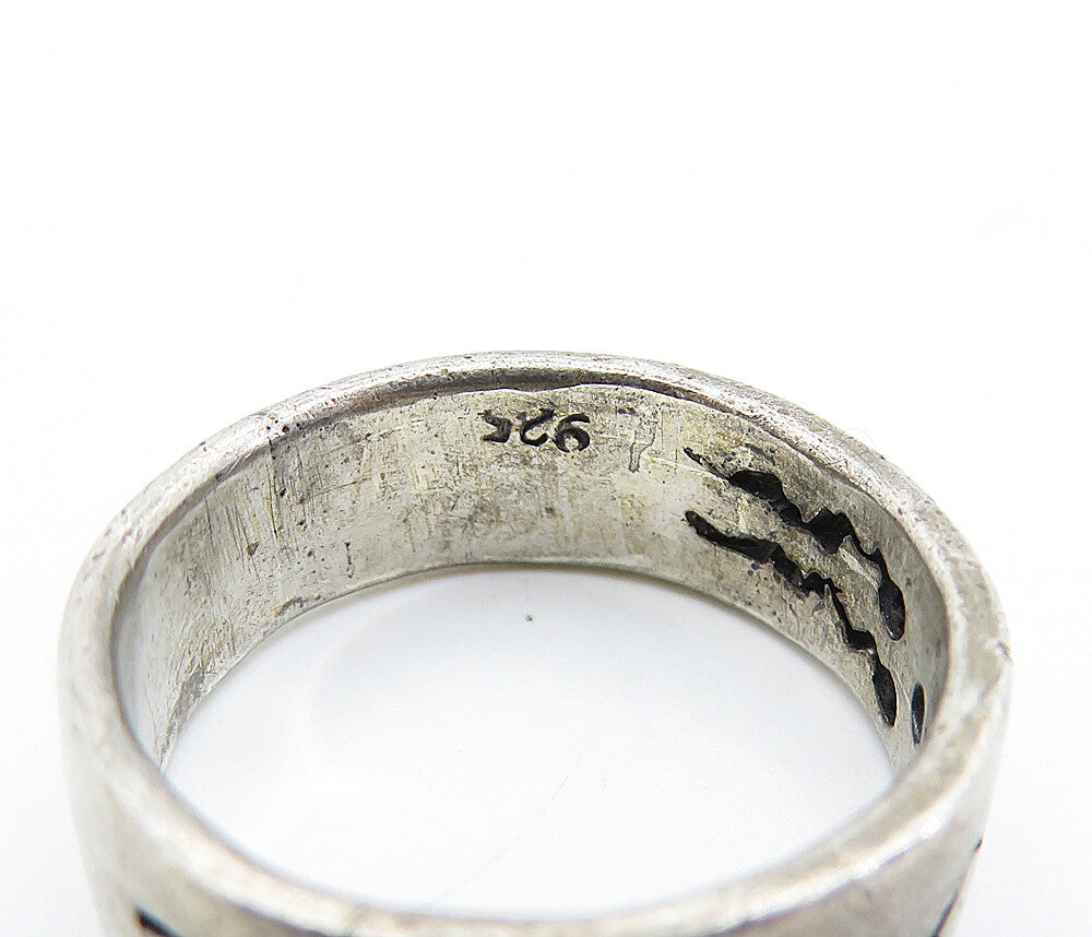 925 Sterling Silver Vintage Modernist Wavy Design Band Ring Sz 7.5 RG6589