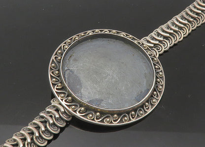 BALI 925 Sterling Silver  Vintage Oxidized Swirl Detail Chain Bracelet  BT8800