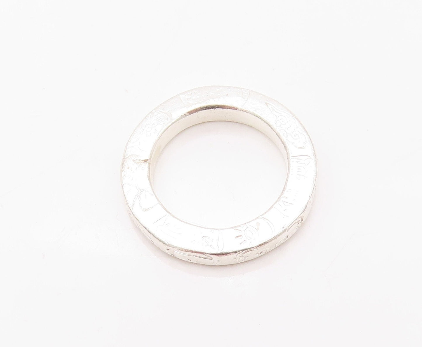 925 Sterling Silver Vintage Ring Solid carved Design  Sz 5  RG32093