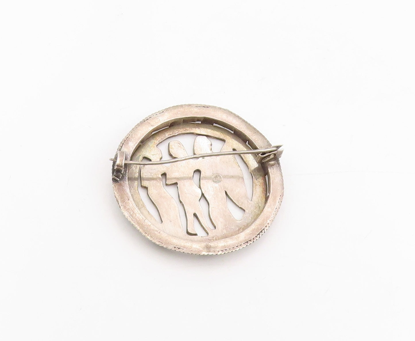 925 Sterling Silver Vintage Brooch Middle East Egyptian Musicians Pin  BP12041