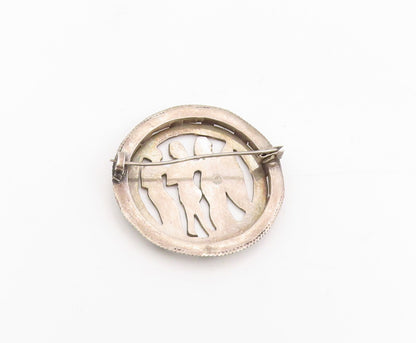 925 Sterling Silver Vintage Brooch Middle East Egyptian Musicians Pin  BP12041
