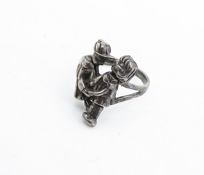 925 Sterling Silver  Vintage Oxidized Children Band Ring (MOVES) Sz 6.5 RG5740