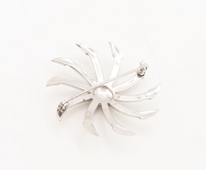 925 Sterling Silver Vintage Brooch Pin Ninja Peridot Star Bladed Ends  BP10625