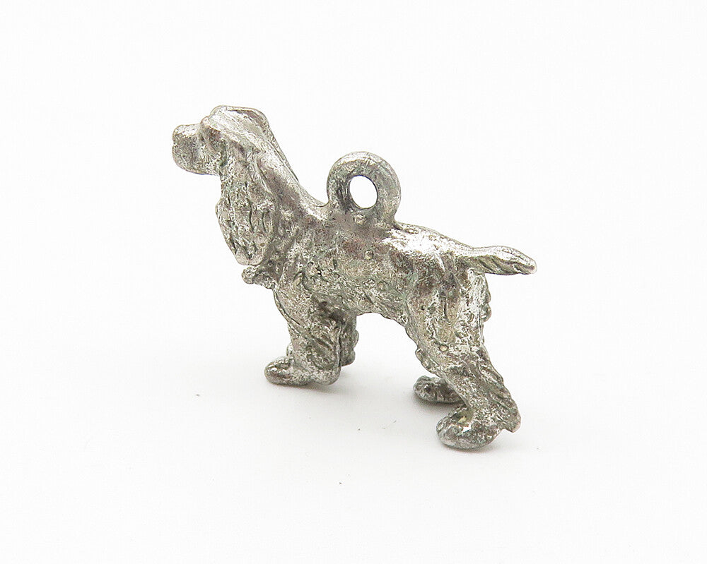 925 Sterling Silver  Vintage Petite Dark Tone Standing Dog Pendant  PT8687