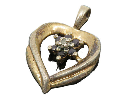 ROSS SIMON 925 Silver  Vintage Genuine Diamond & Sapphire Pendant  PT10591