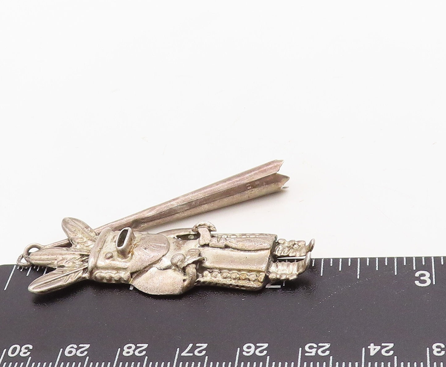 925 Sterling Silver Vintage Pendant NAVAJO Designer Carved Trible Man  PT23638