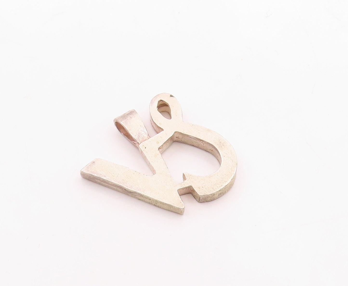 925 Sterling Silver  Vintage Shiny Smooth VS Initials Pendant  PT19157