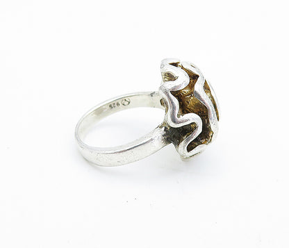 925 Sterling Silver  Vintage Sculpted Floral Motif Statement Ring Sz 7  RG6885