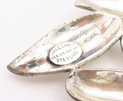 DANECRAFT 925 Sterling Silver  Vintage Sculpted Leaves Brooch Pin  BP9450