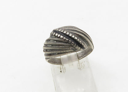 925 Sterling Silver  Vintage Dark Tone Fluted Dome Band Ring Sz 7  RG21515