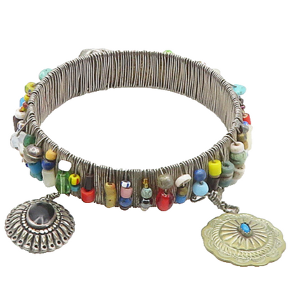 SILVER CLOUD 925 Silver Vintage Multi Stone Bangle Bracelet  BT7227