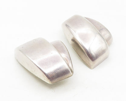 ZINA 925 Sterling Silver  Vintage Shiny Modernist Non Pierce Earrings  EG5864