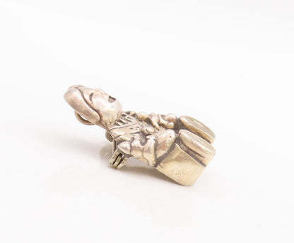 925 Sterling Silver Vintage Brooch Pin CAROL FELLEY 3D Laughing Toddler  BP11069